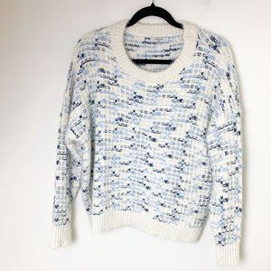Frnch Paris Blue & White Eye Lash Chunky Knit Sweater S/M